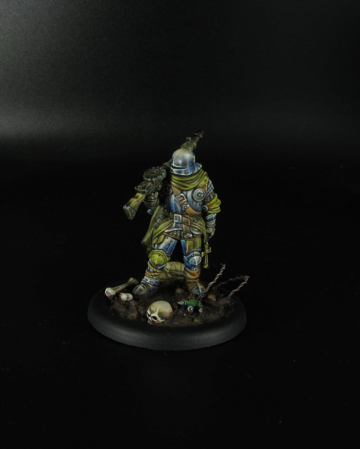 Bemalte Miniatur auf K&K The Trenches Base mit Schaedeln