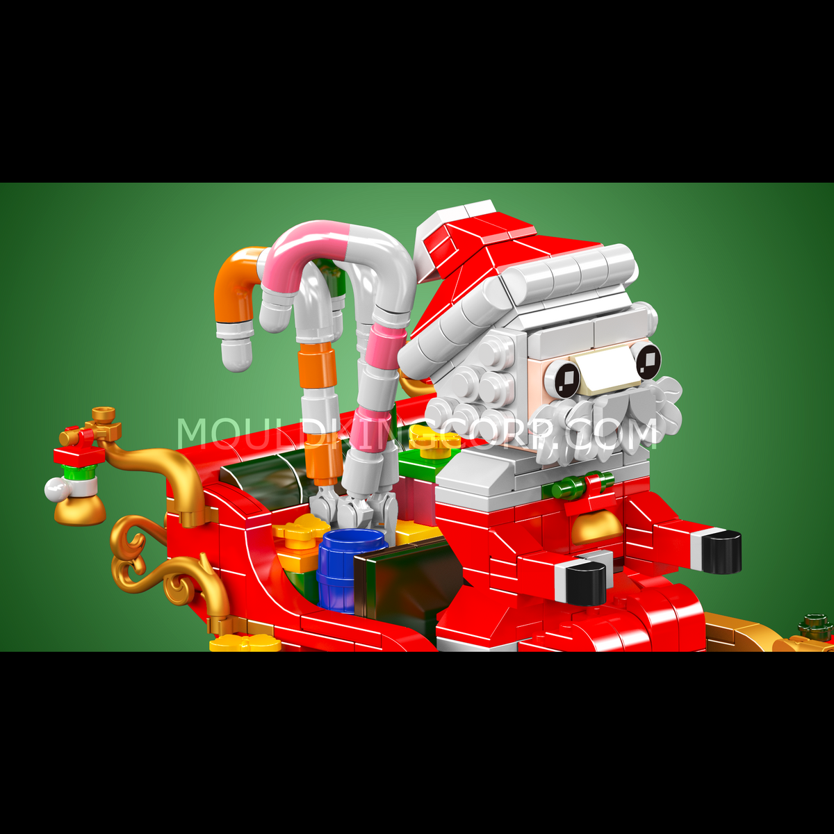 Mould King 10154 Weihnachtsschlitten Klemmbaustein-Modell, Detailaufnahme des Schlittens