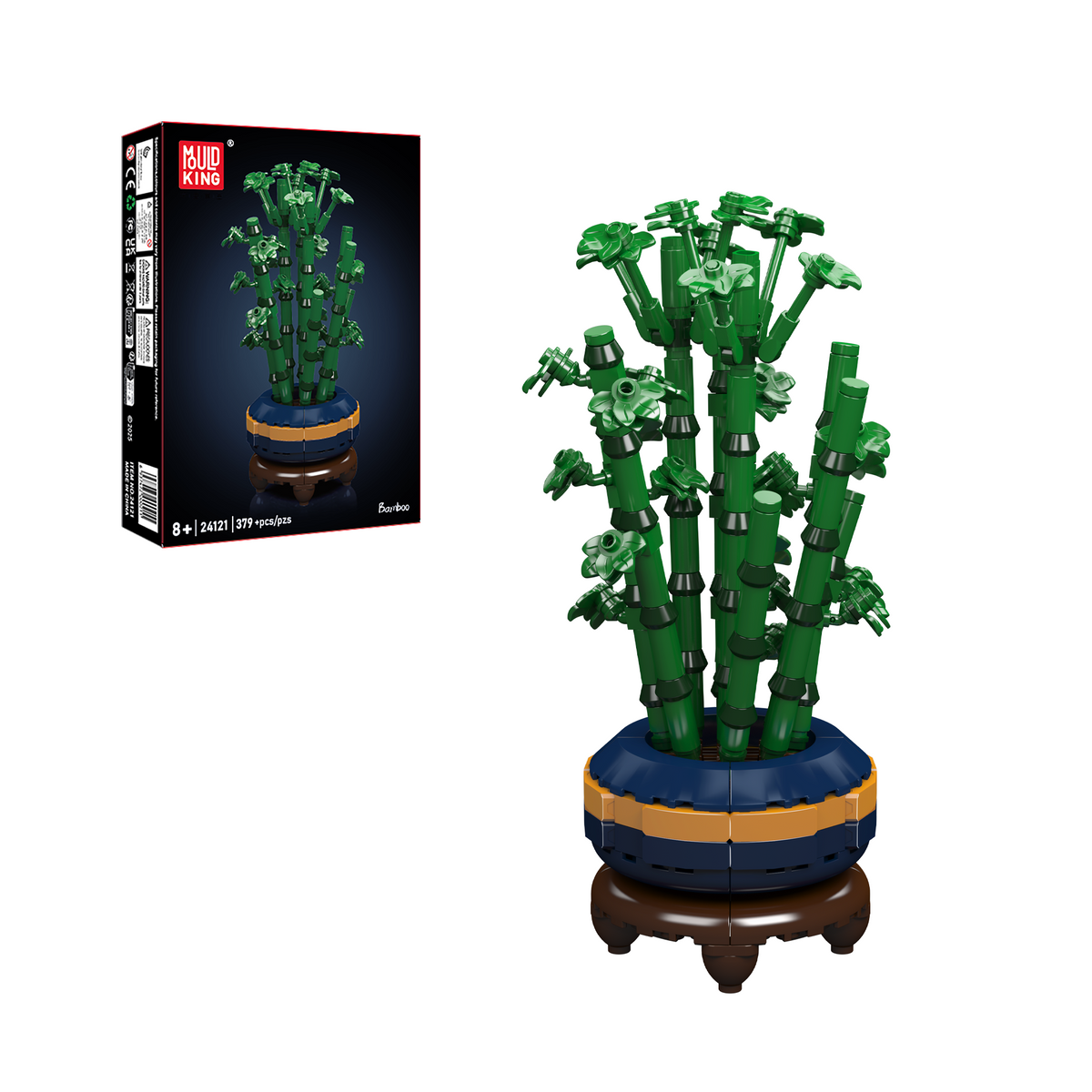 Mould King 24121 Bambus-Bonsai Klemmbaustein-Modell, Gesamtansicht im Topf