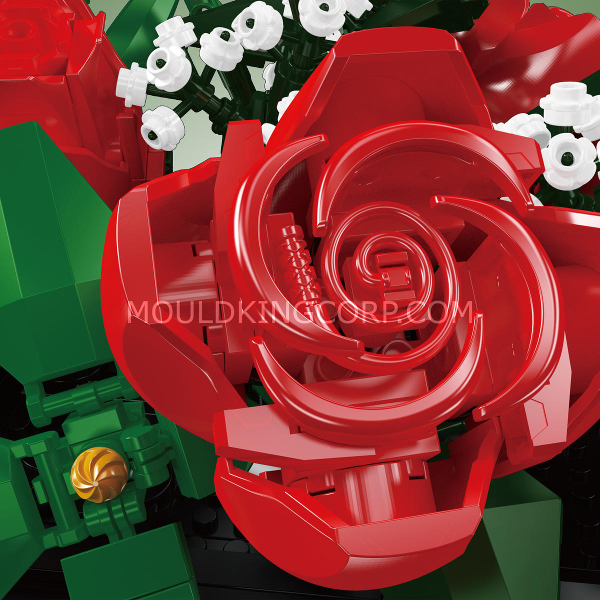 Mould King 24130 Rosenstrauß Klemmbaustein-Modell, Detailaufnahme der Blüten