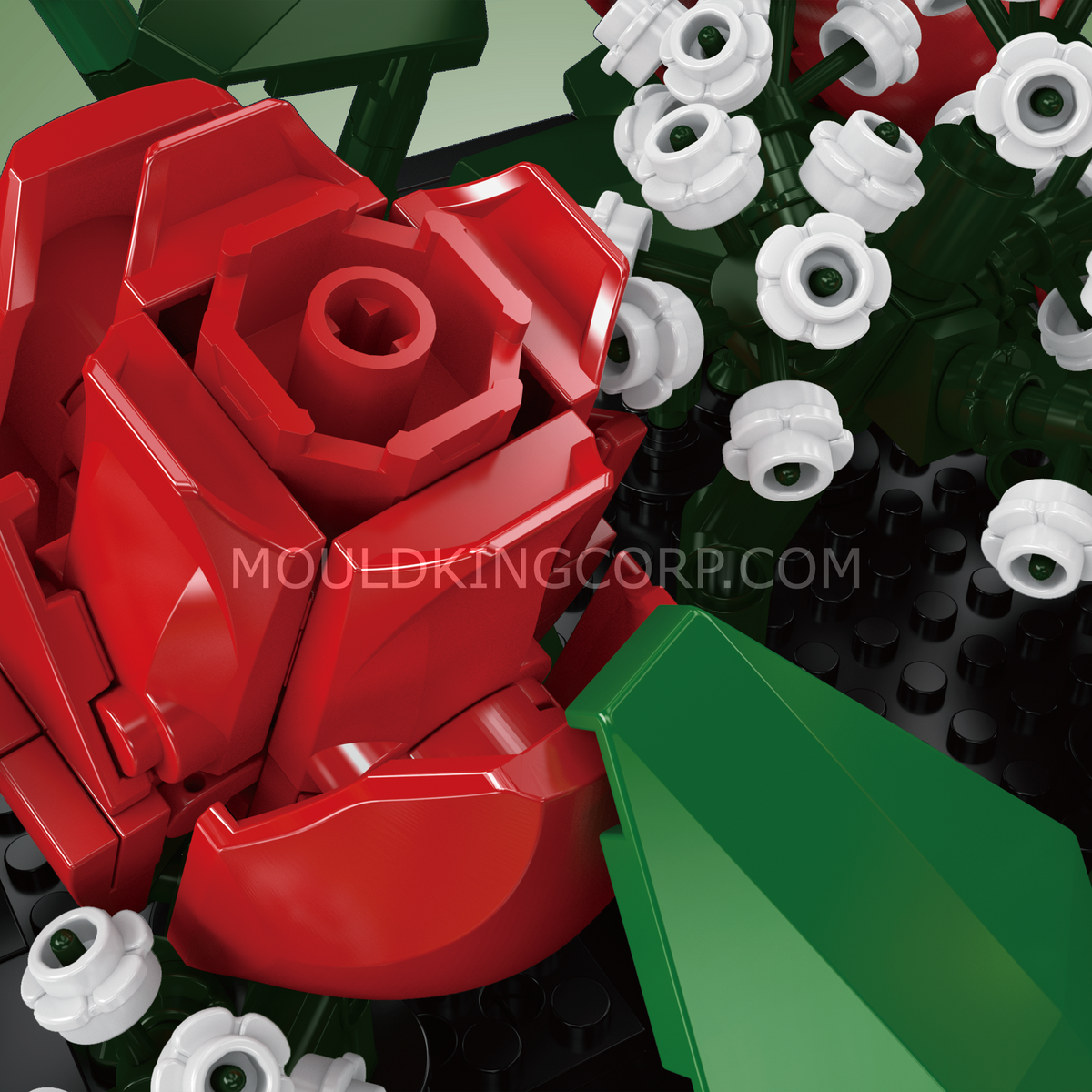 Mould King 24130 Rosenstrauß Klemmbaustein-Modell, Detailaufnahme des Schleierkrauts